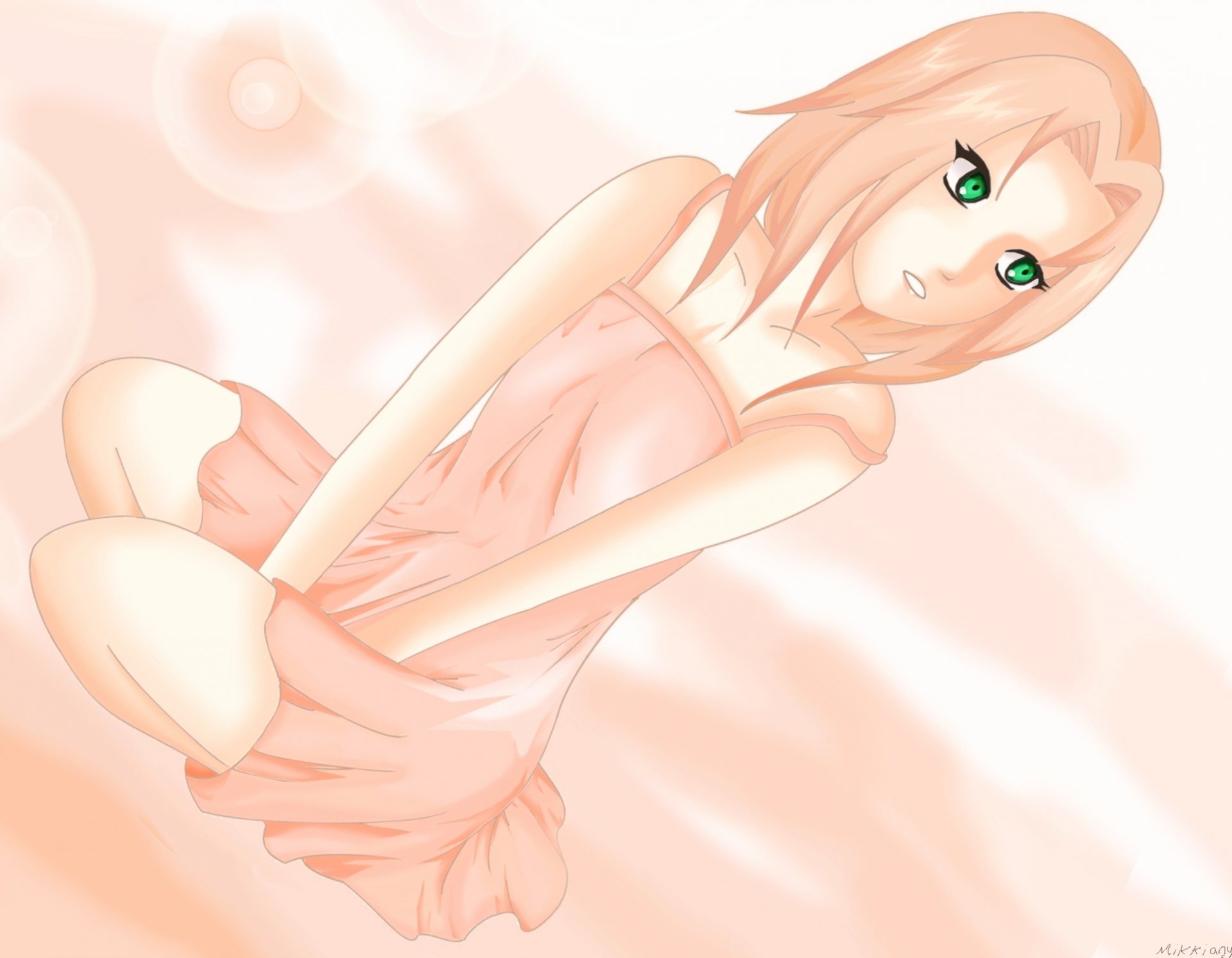 arte anime naruto haruno sakura chica ternura ojos verdes