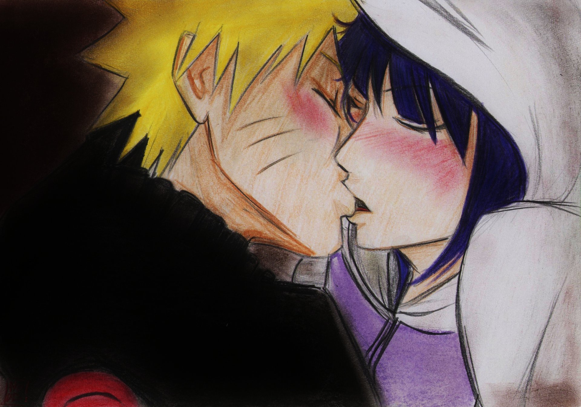 arte anime naruto naruto uzumaki hinata hyuga hinata ragazza fidanzato bacio