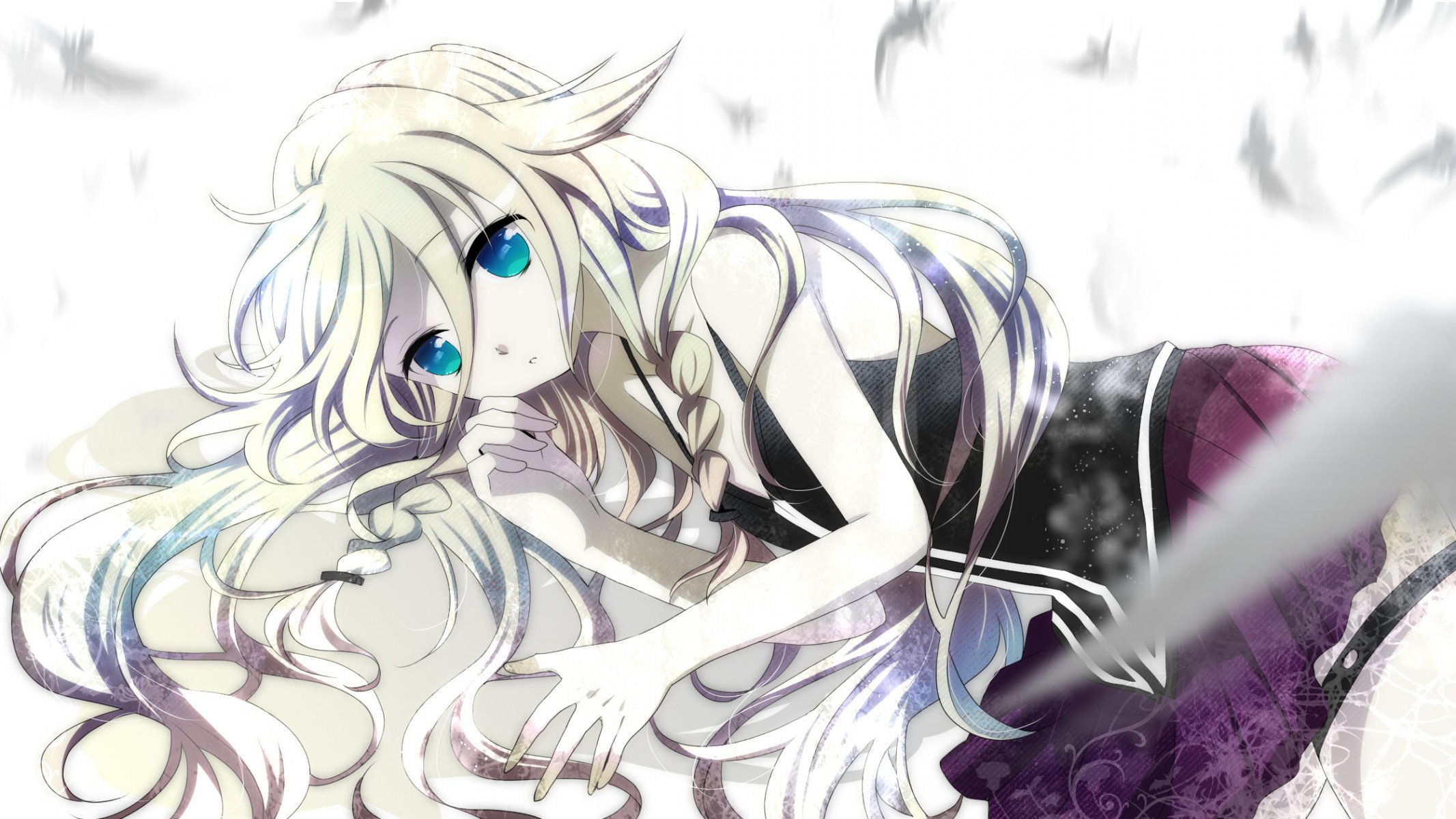 vocaloid ia vocaloid hair feathers lies blue eye