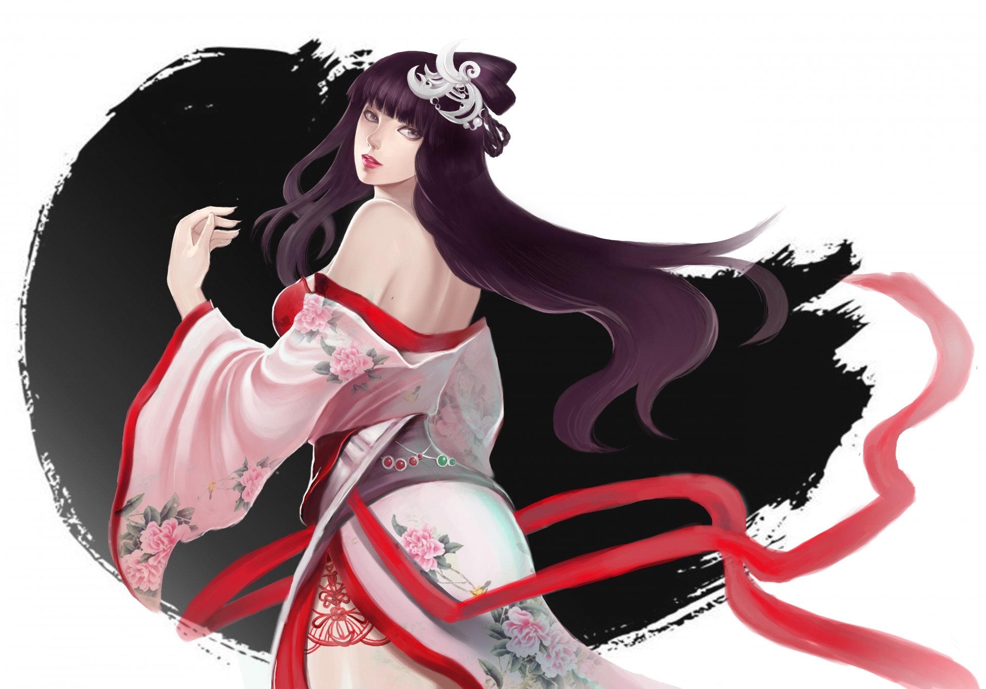 arte syusuke0229 ragazza kimono nastro disegno