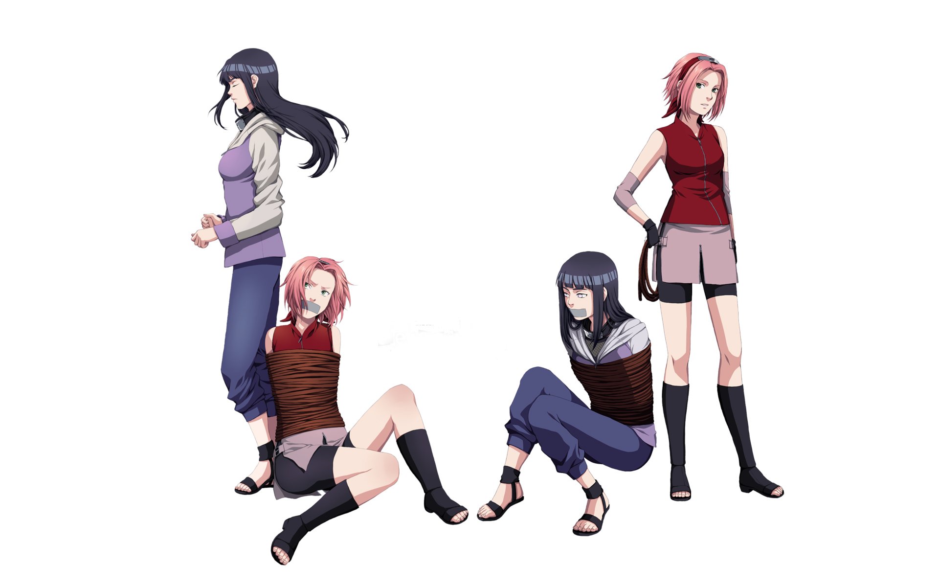 naruto hinata sakura haruno ninja chicas cuerdas lazos rivalidad