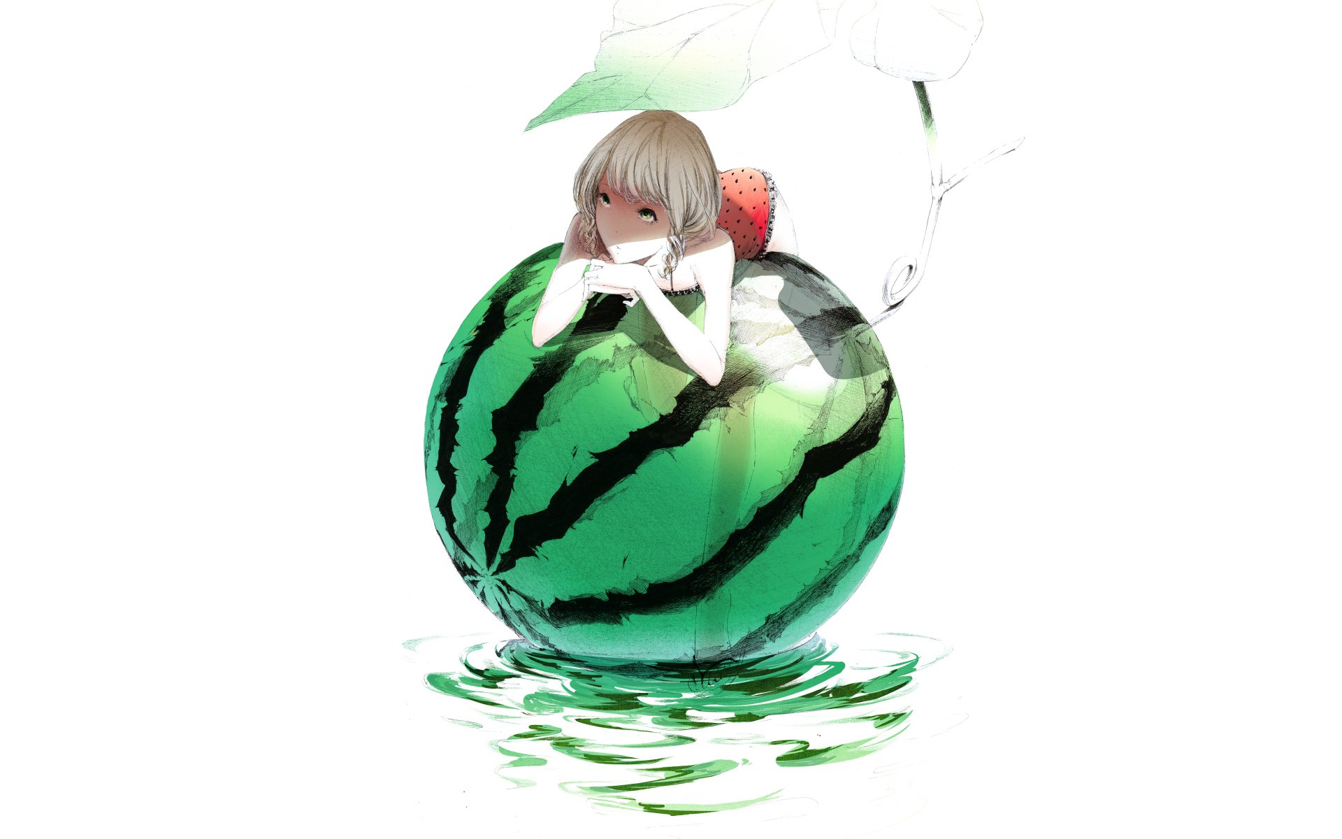 kunst sawasawa mädchen wassermelone minimalismus