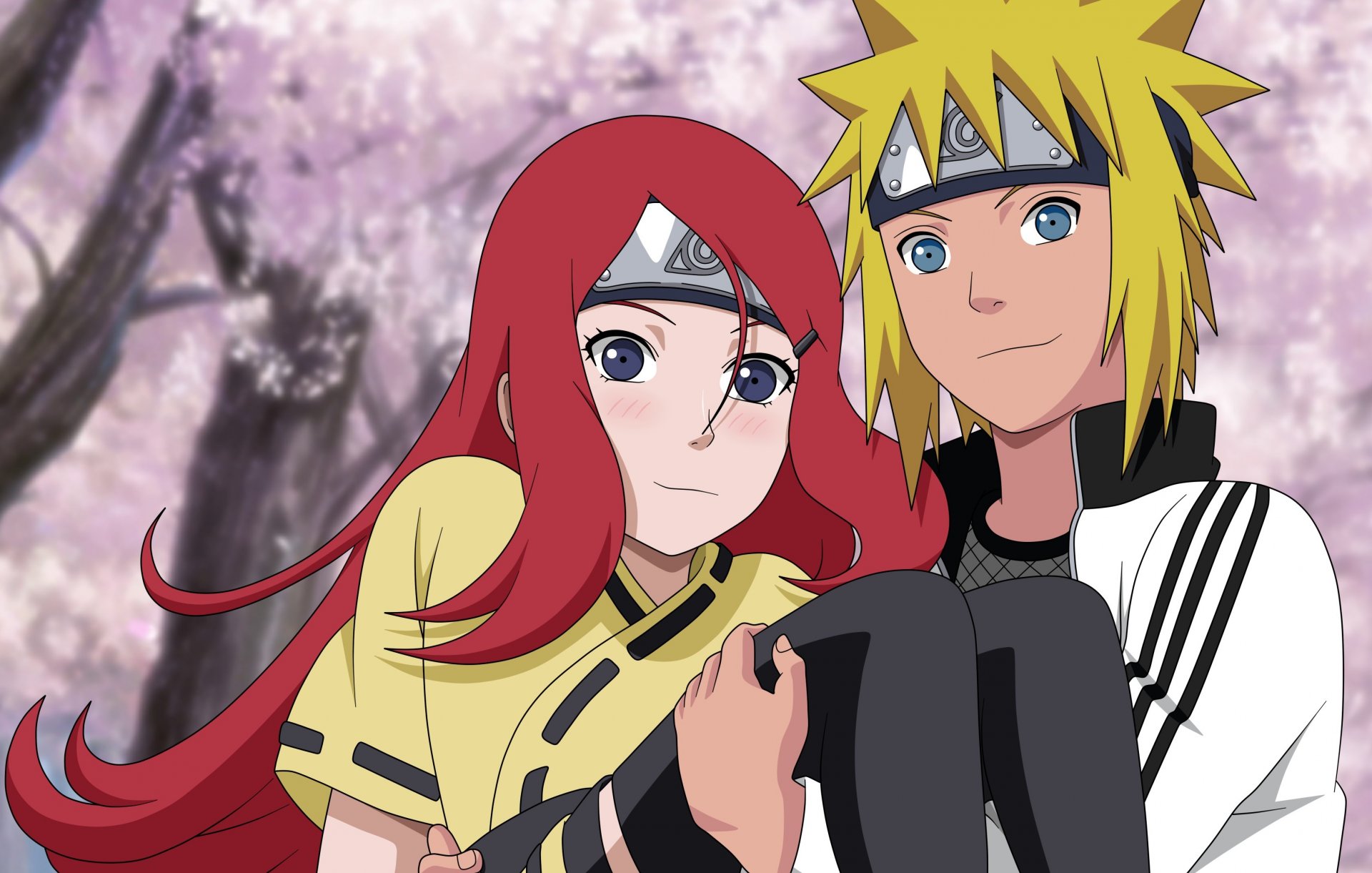 minato namikaze kusina uzumaki love naruto ninja kunoiche anime manga konohagakure logo no sato hitayate girl boy cherry blue eyes blonde red hair