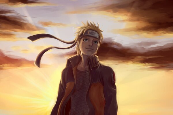 Le gars de Naruto au coucher du soleil