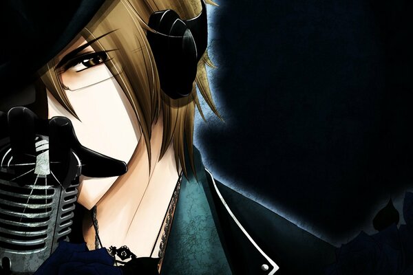 Vocaloid dans un casque sur fond noir