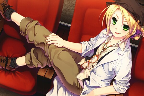 Anime fille dans le fauteuil