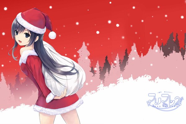 Christmas girl in anime style