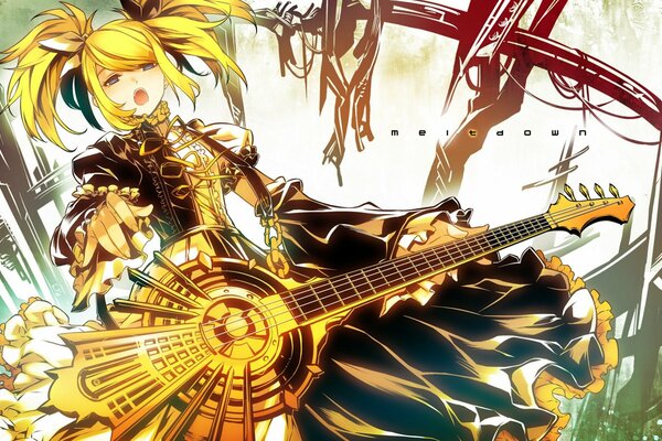 Anime chica con guitarra