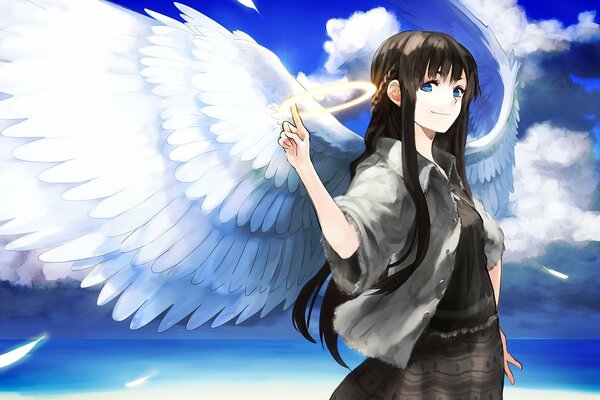 Angel girl playing with a halo