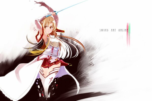 Anime chica con una espada en la mano