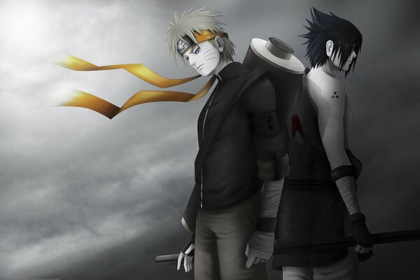 Anime, Naruto, Uzumaki Naruto, Uchiha Sasuke, arte