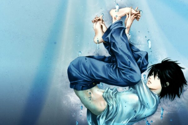 Personaggio L dal death note sott acqua