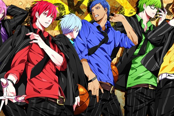 Art héros anime basket-ball Kuroko en différentes couleurs