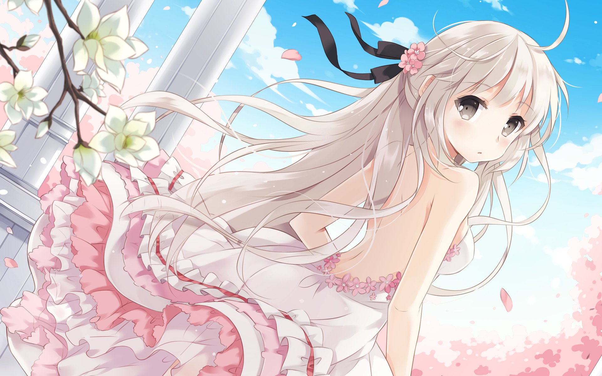 art baby-sitter yosuga no sora kasugano sora fille robe fleurs pétales