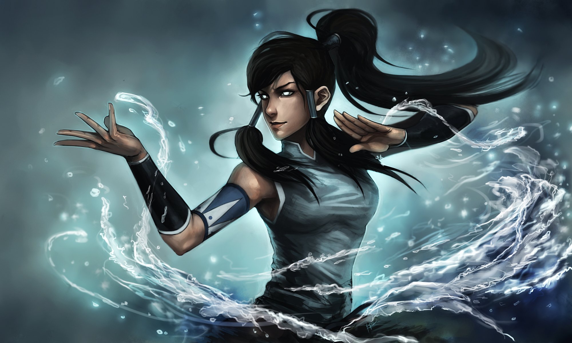 arte avatar: la leyenda de korra korra chica agua ojos