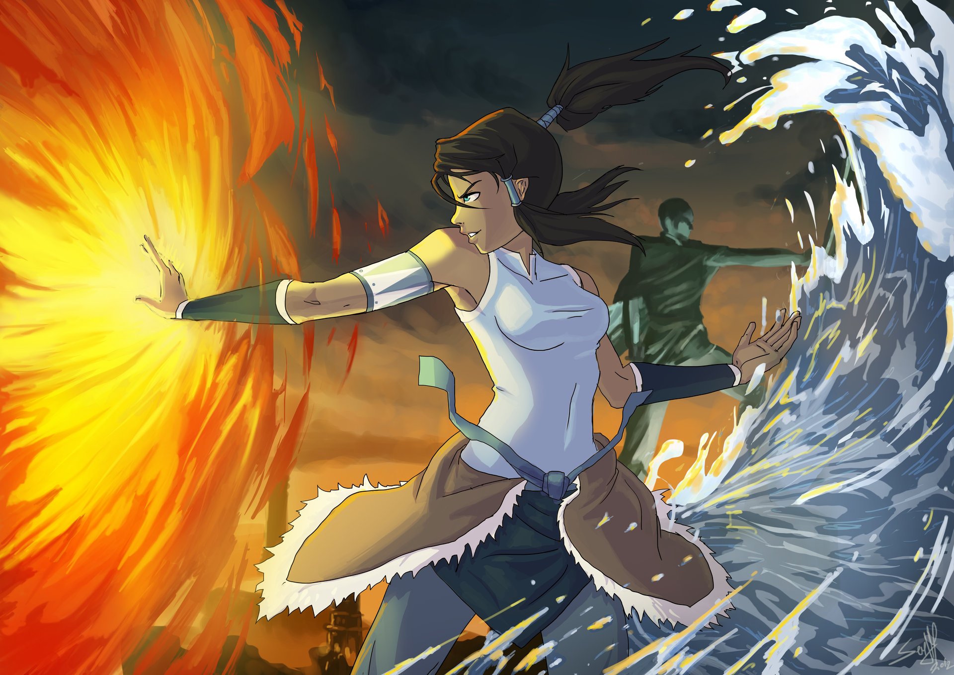 avatar the legend of korra art idriu95 girl flame water poem