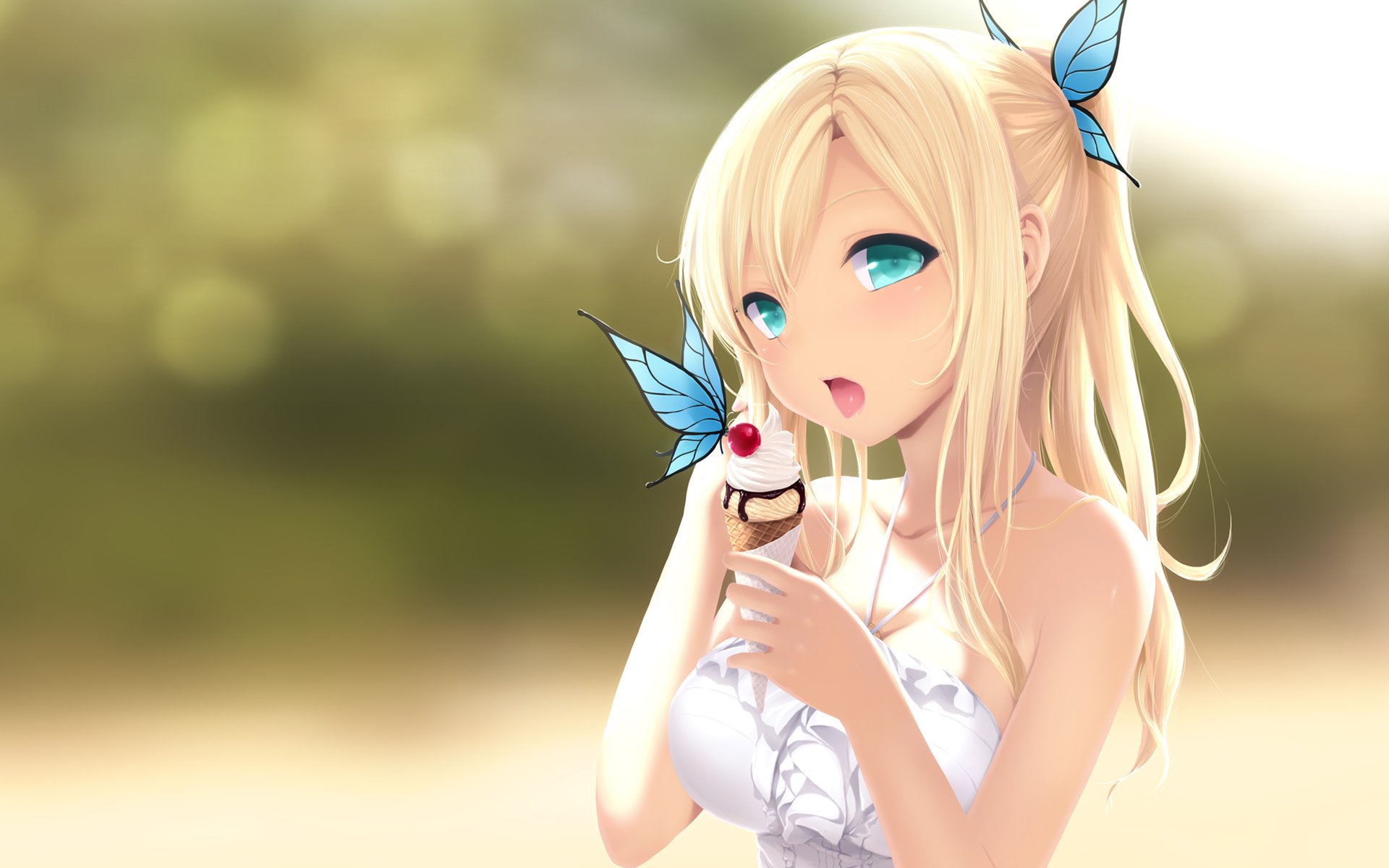 boku wa tomodachi ga sukunai kashiwazaki sena niña helado dulce cuerno mariposa