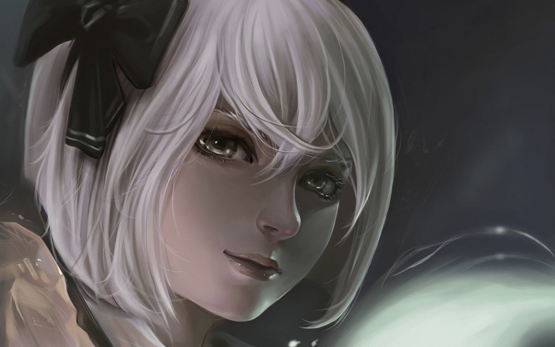 touhou konpaku youmu girl short hair close-up face hair bow looking at the viewer art dantewontdie