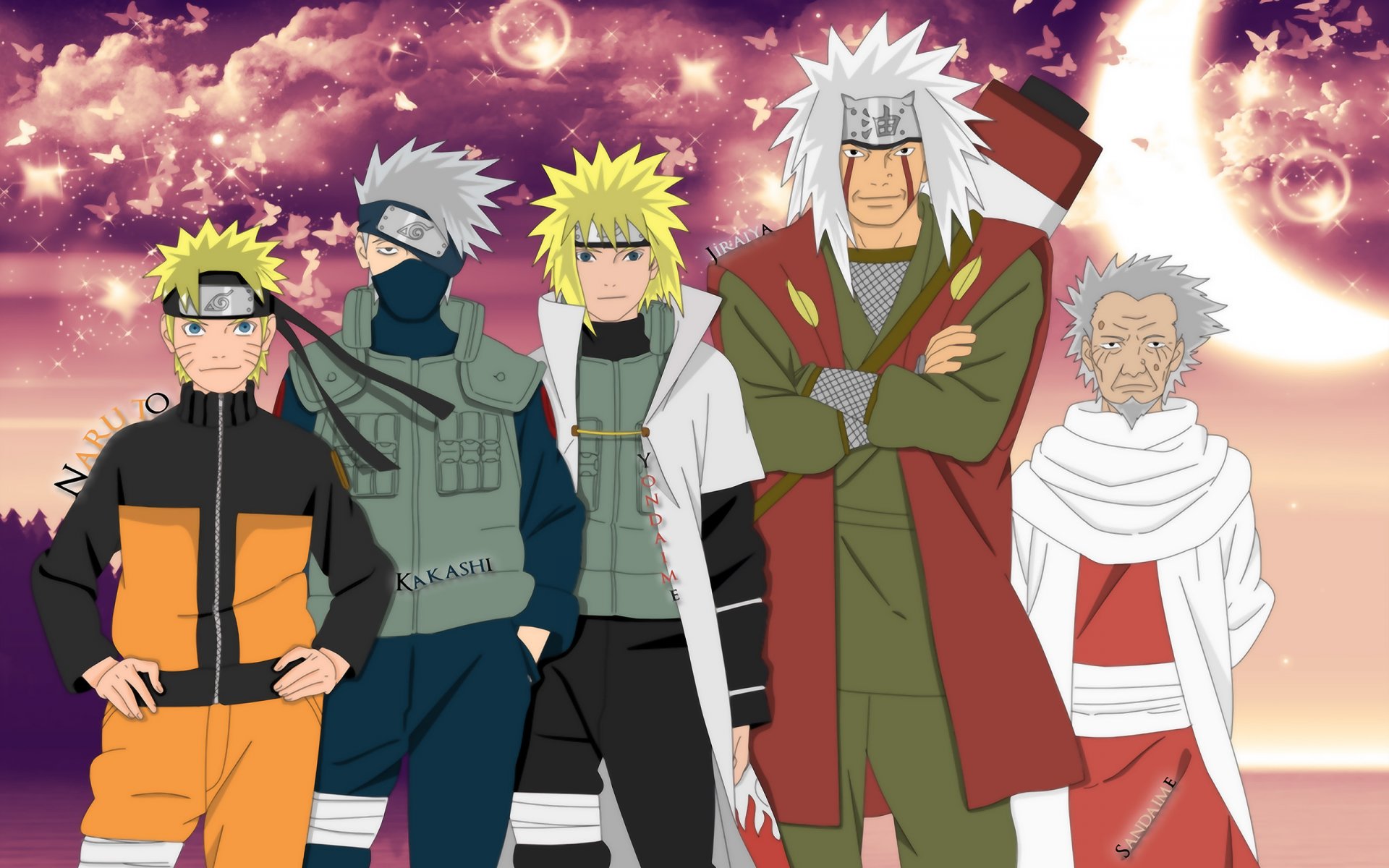 anime naruto yondaime hokage viertes hokage minato namikaze kakashi sandaime hokage