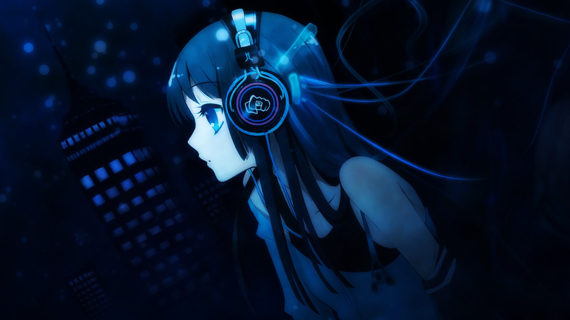 k-on mn akiyama akiyama mio chica auriculares azul