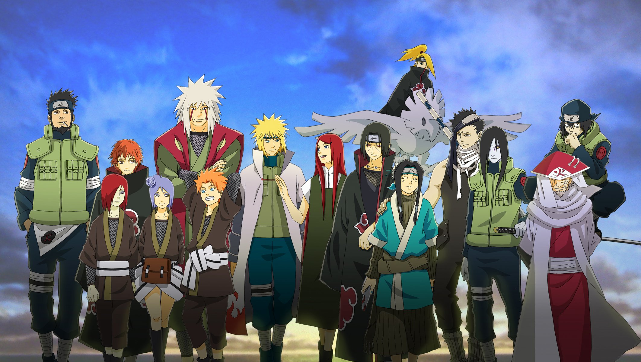 anime naruto deidara gekkou hayate haku conan momochi zabuza nagato namikaze minato orochimaru sarutobi asuma sarutobi hiruzen sasori uchiha itachi uzumaki kushina yahiko