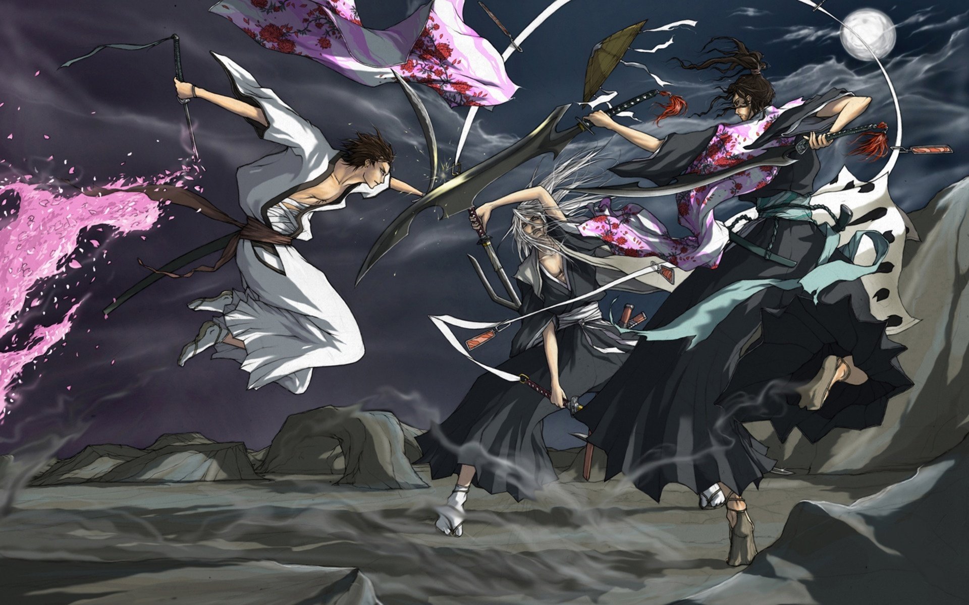 bleach anime arte arte capitani guerriero spada battaglia mischia notte