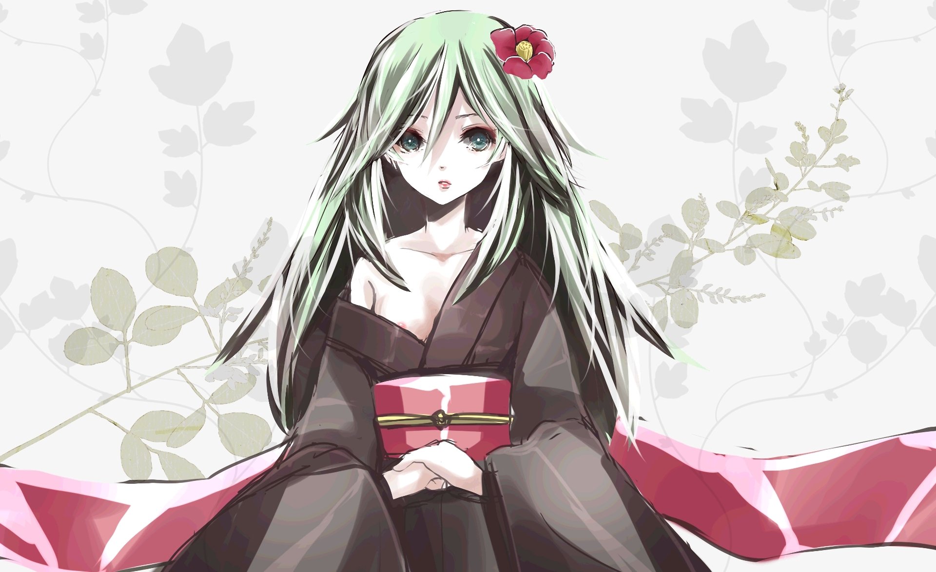 vocaloid hatsune miku girl kimono flower