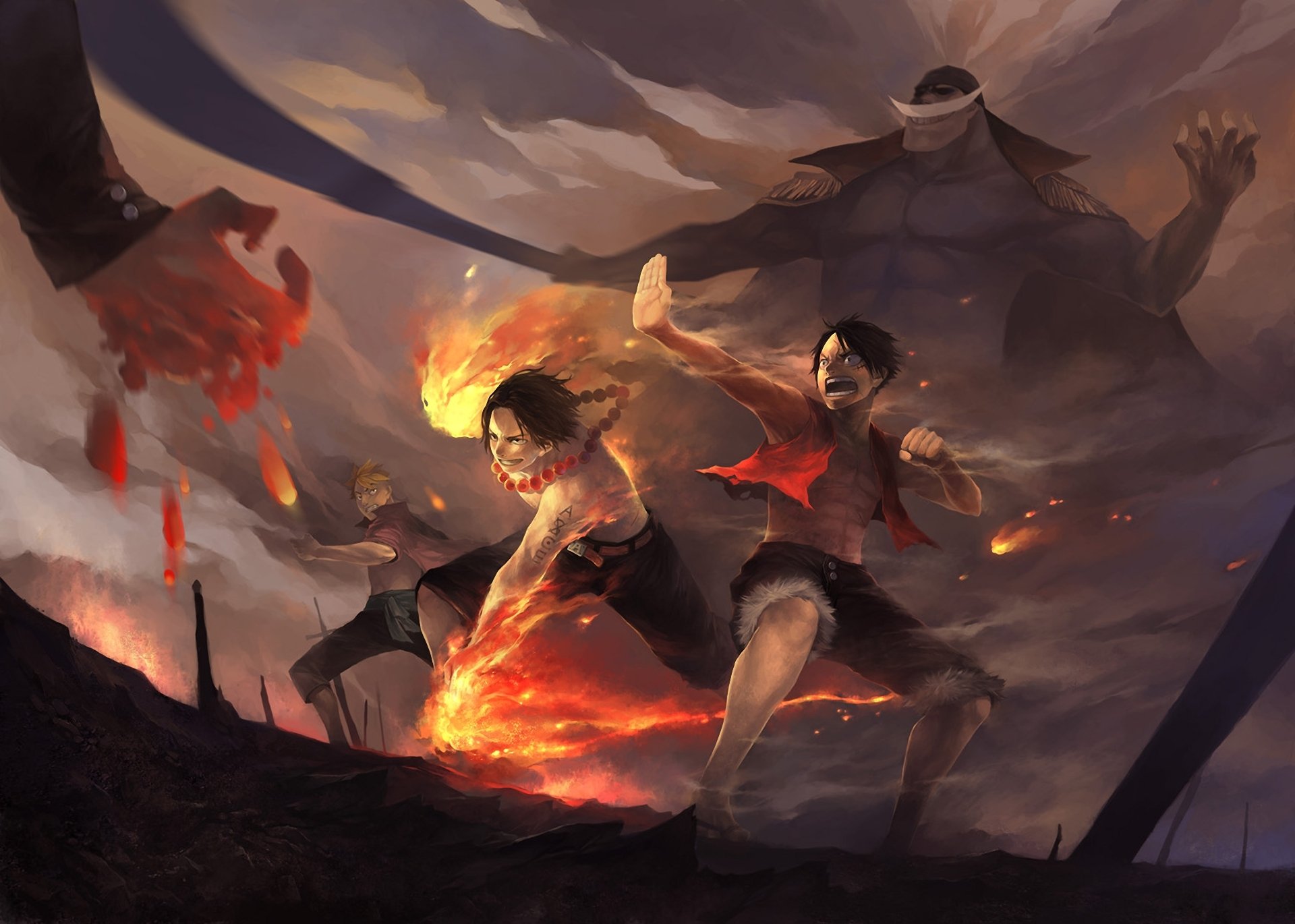 one piece battle fire art