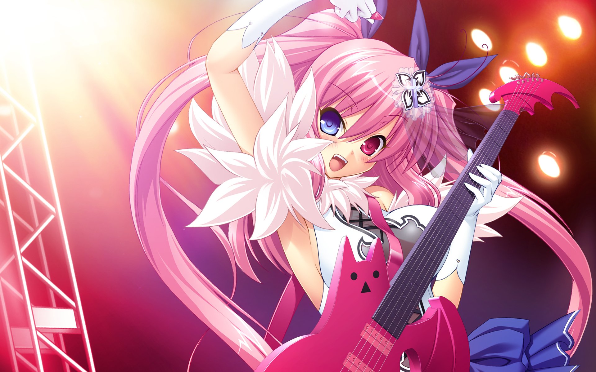 anime fille robe scène guitare yeux