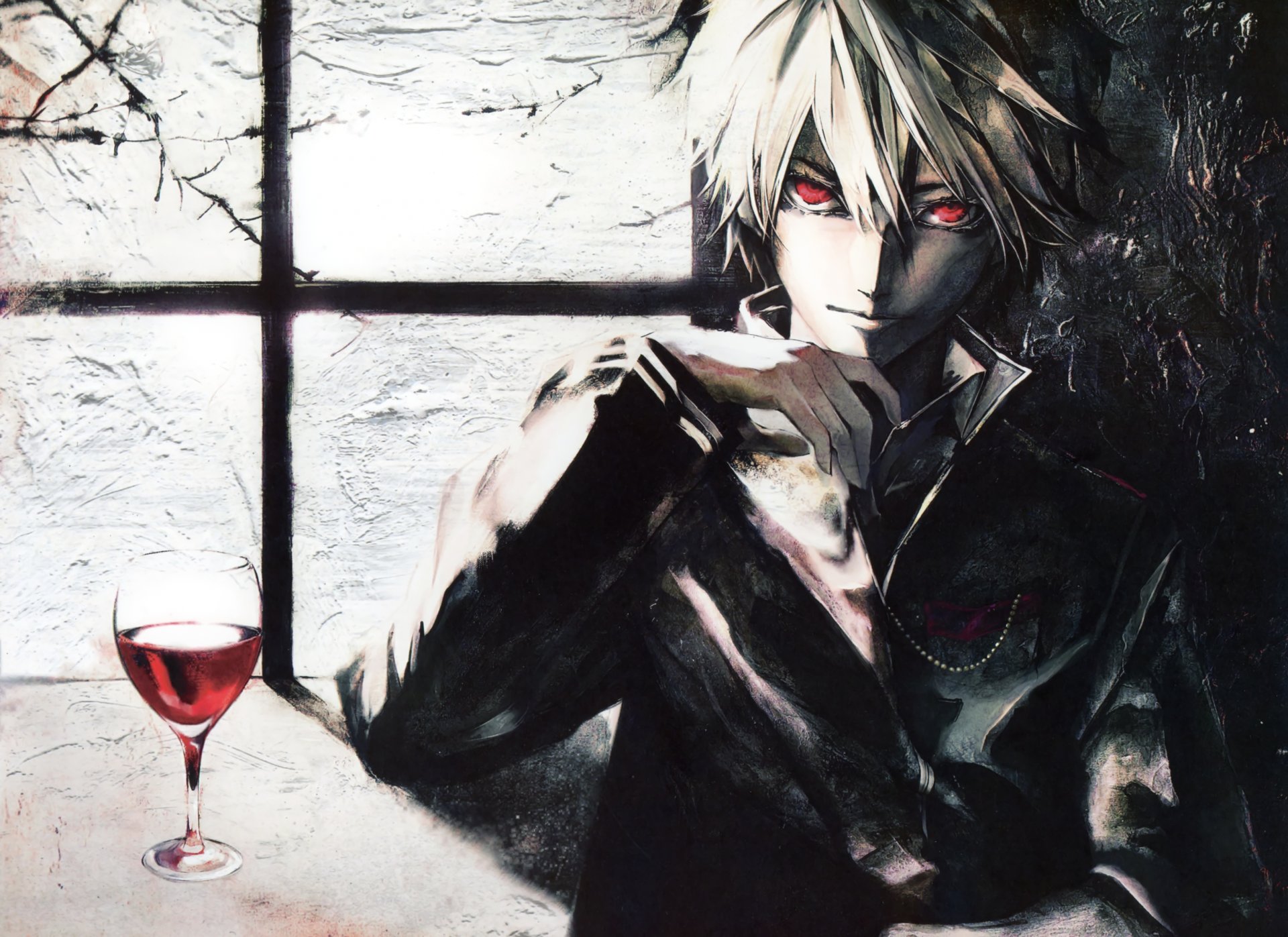 endou iori alcohol wine window albino view