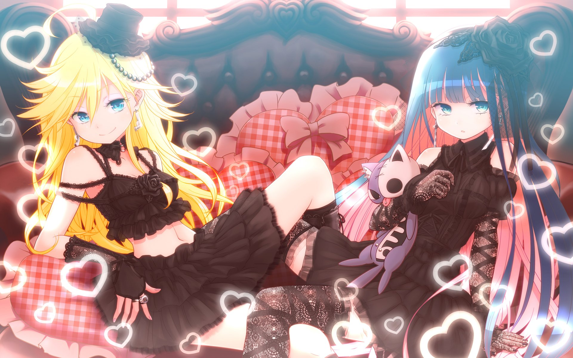 anime panty and stocking with garterbelt girls truska socks blessed podvyaz heart pillow