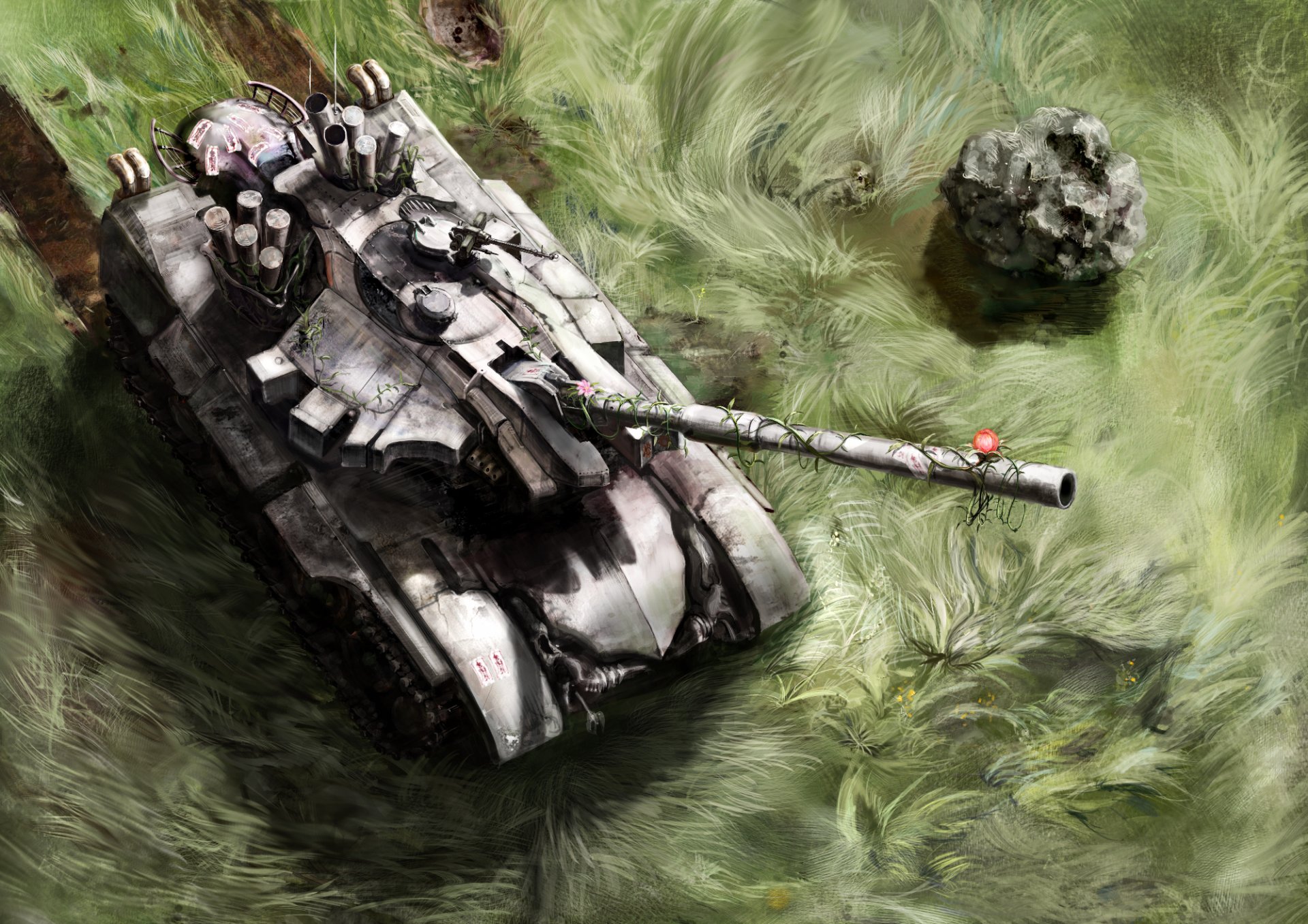 touhou tanque de la flor arte tanque hierba flores huella