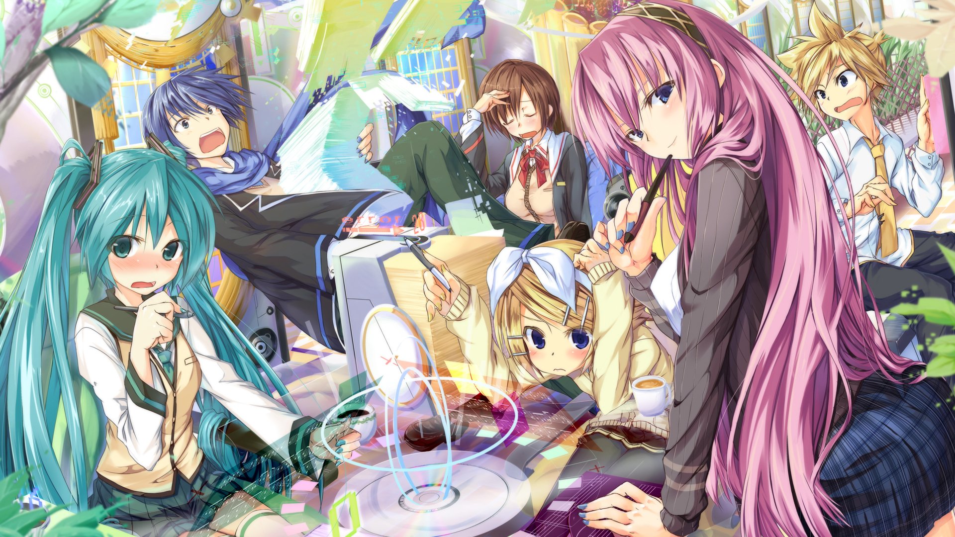 vocaloid arte daidou hatsune miku kagamine len kagamine rin kaito megurine luka meiko amici note