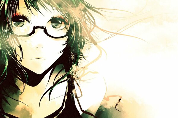 Anime , Mädchen mit großen Augen mit Brille