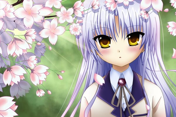 Cute angel kanade tachibana near sakura