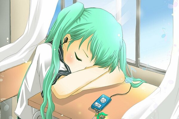 Anime fille dort Hatsune Miku