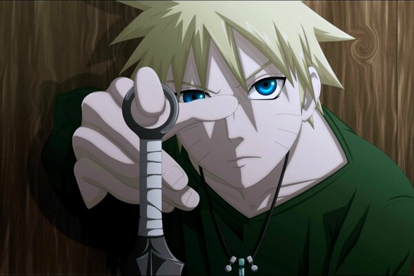 Punta delle dita di Naruto dagli occhi blu