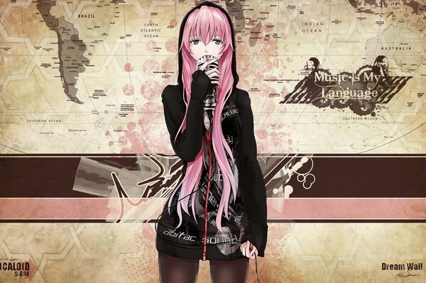 Anime Kunst mit rosa Haaren Mädchen