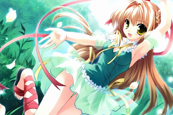 Anime girl in green dress