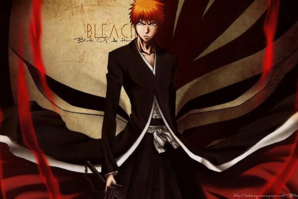 Arte por anime Bleach con Ichigo Kurosaki con bankai