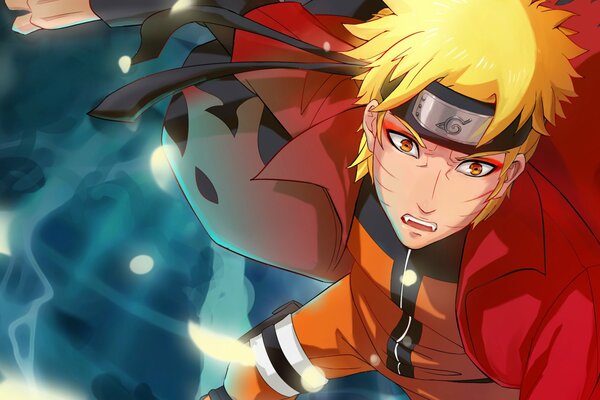 Naruto in un mantello rosso Ninja