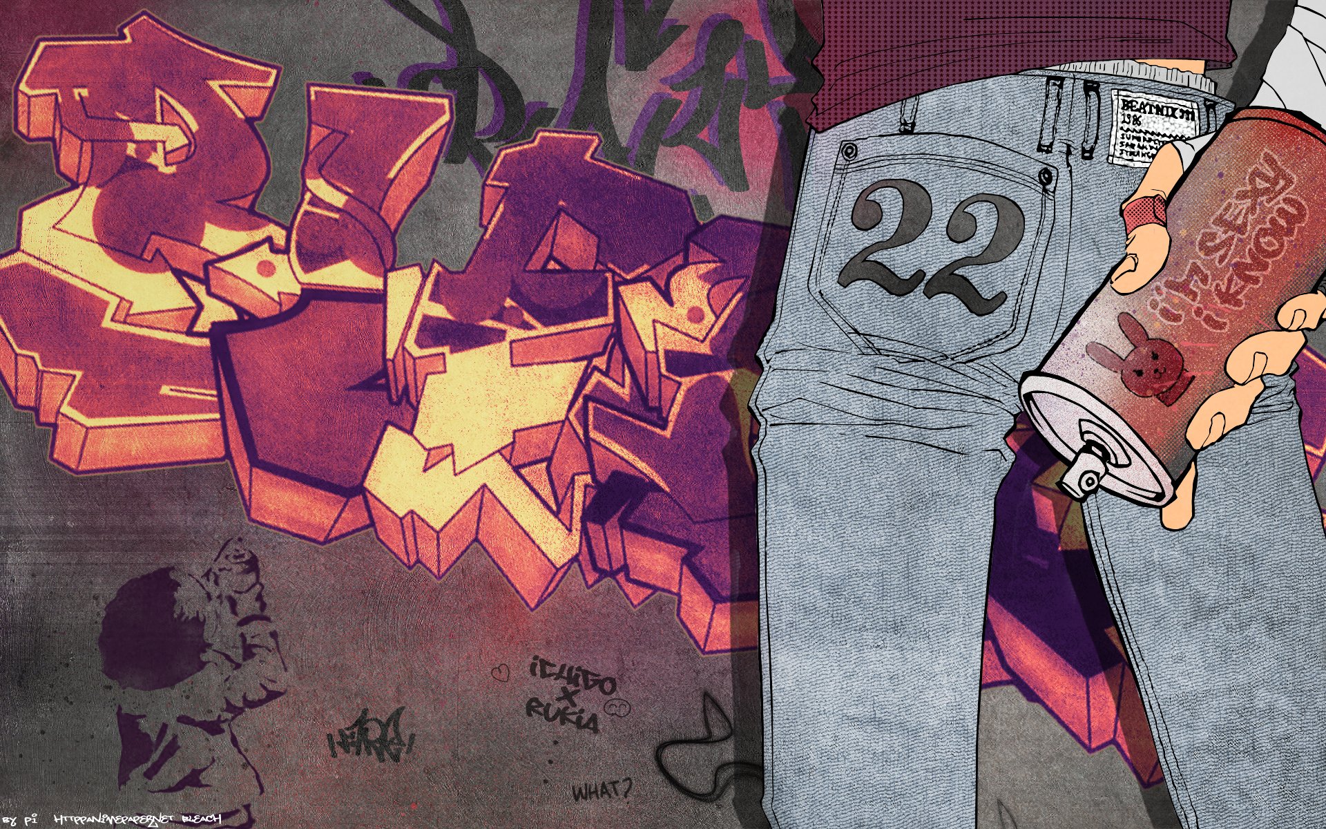 bleichmittel graffiti kubo tite ichigo kurosaki wand jeans balonchik