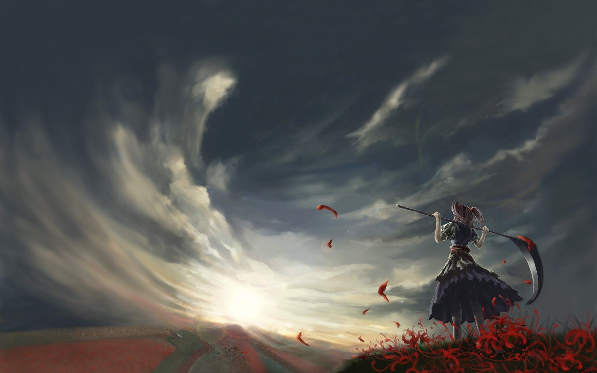 onozuka komachi wind himmel zopf feld wolken