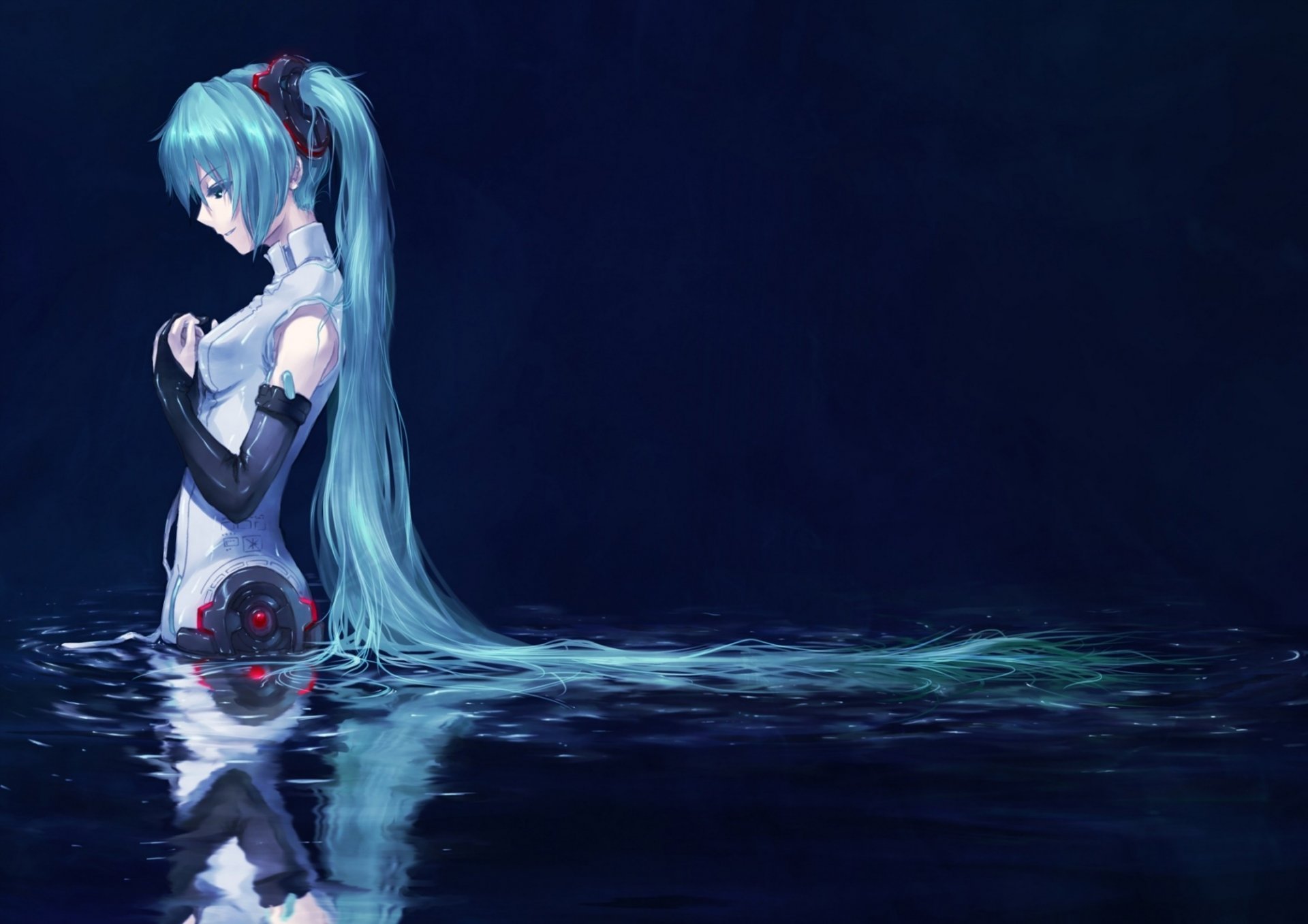 hatsune miku vocaloid woda zielone włosy