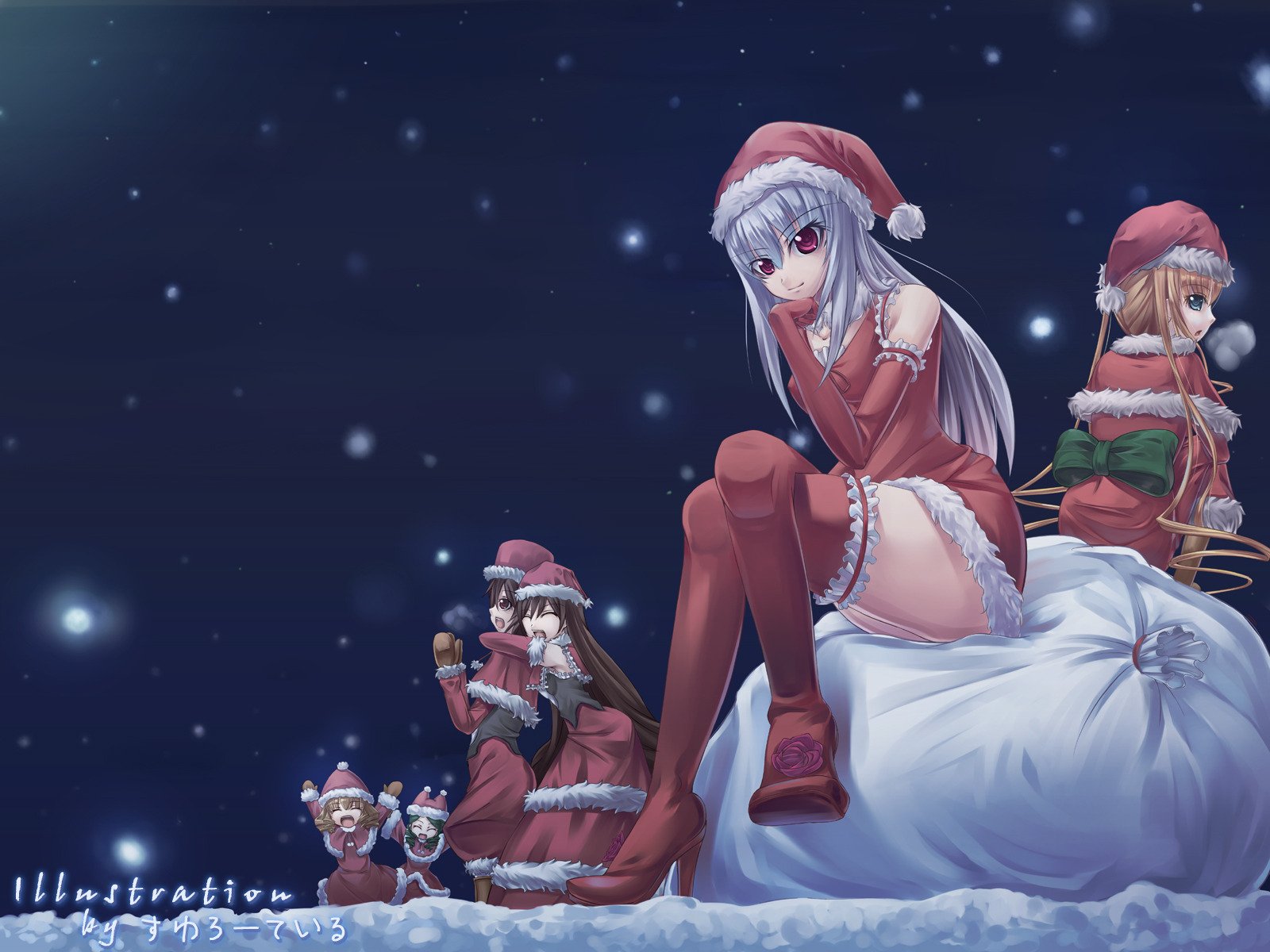 anime new year snow maiden winter snow