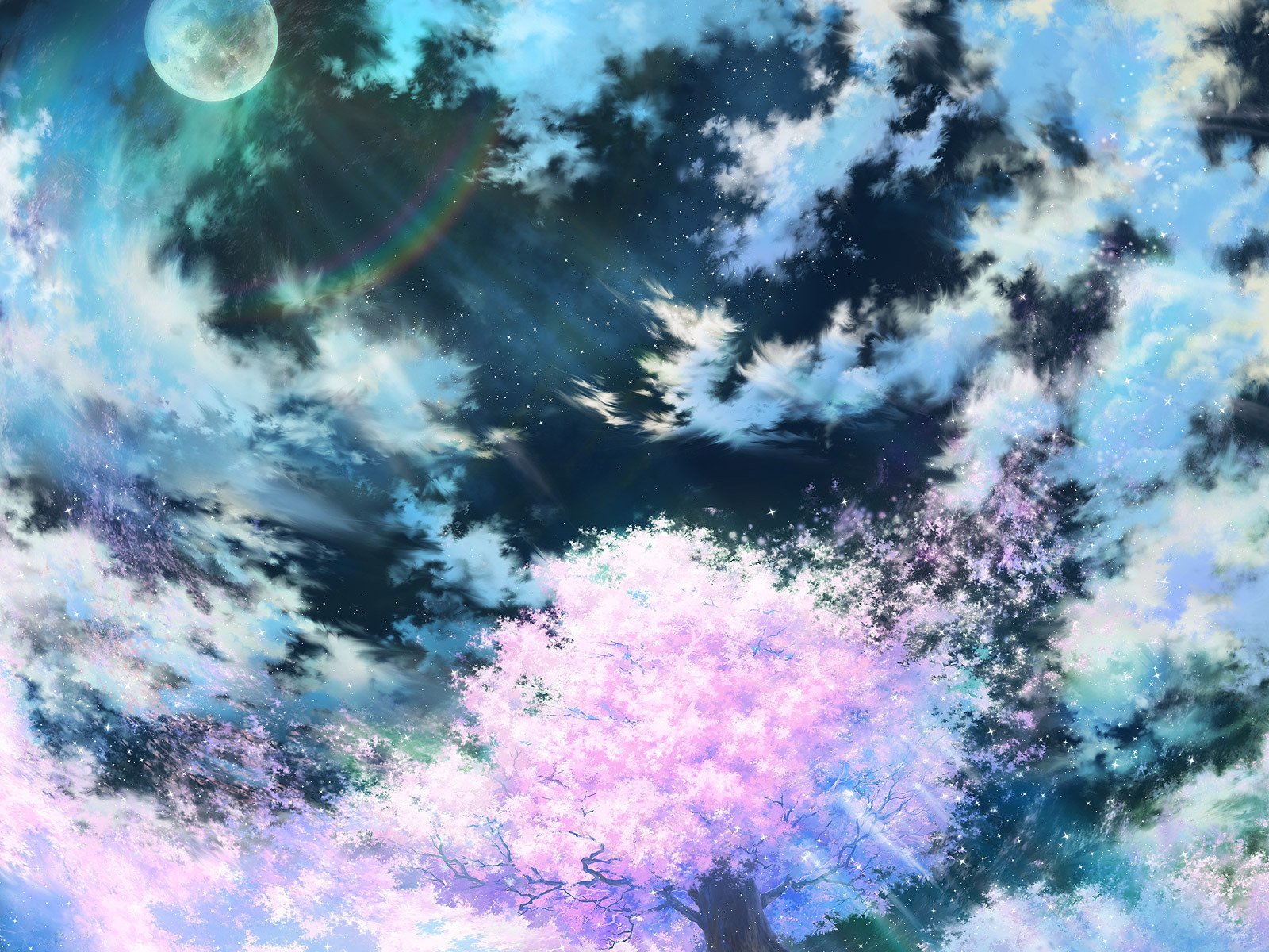 cherry blossom night sky night sky cirrus clouds flower sakura moon