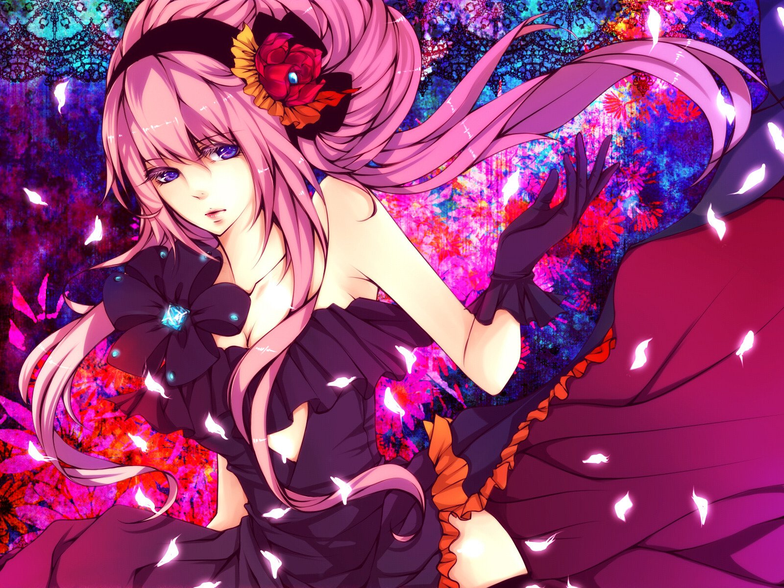 vocaloid megurine luka vocaloid rosa haar blick lepes