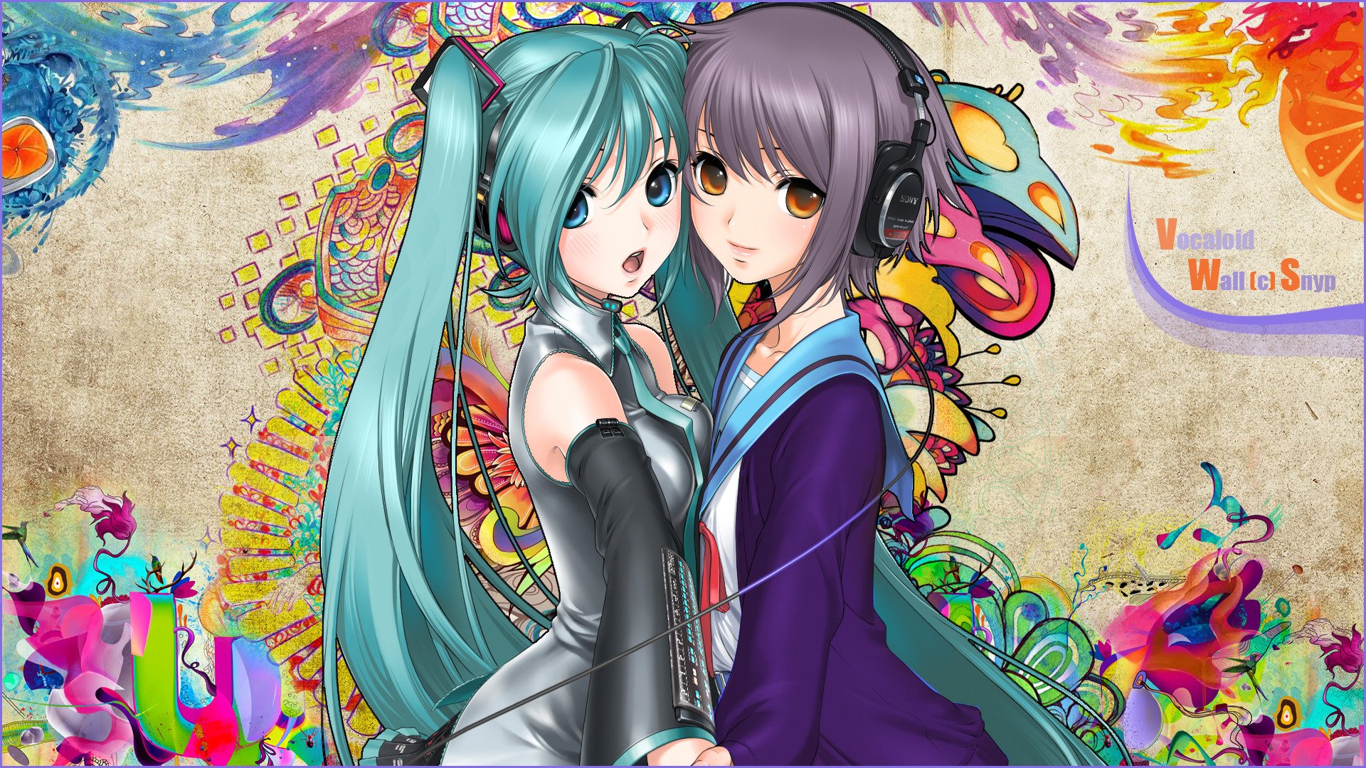 vocaloid hatsune miku nagato yuki chicas auriculares patrón arte snyp