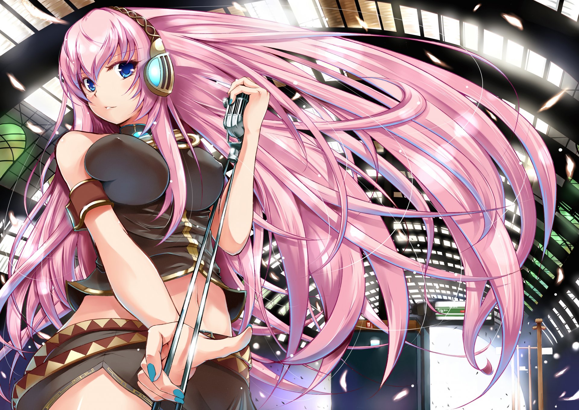 megurine luka vocaloid vocaloid auriculares micrófono