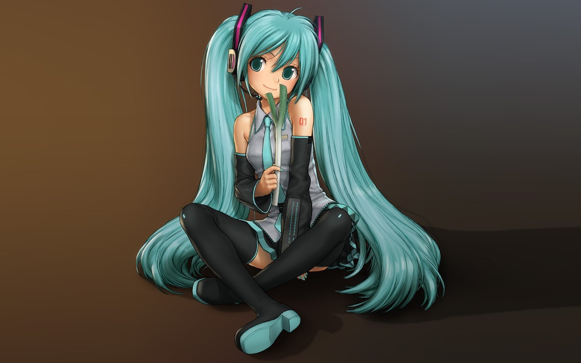 hatsune miku słuchawki vocaloid vocaloid zielone włosy